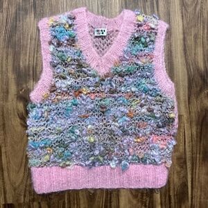 Handmade knit bobble multi color vest